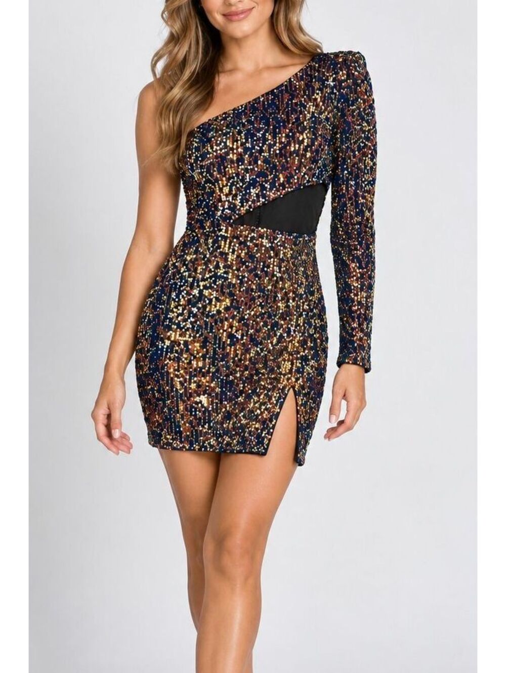 Privy Privately Privileged Multicolor Print Long Sleeve Dress Size M Party